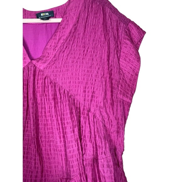 Anthropologie Maeve Juliet Tiered Tunic Mini Dress‎ Size MP fushia Boho - Picture 6 of 14